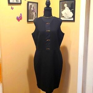 Ann Taylor little black Dress w gold bows